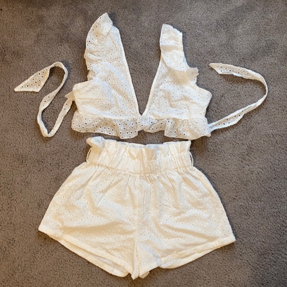 Elegant Cutout Lace Two-Piece Set